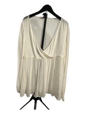 Pull&Bear Cream Surplice Long Sleeve Blouse